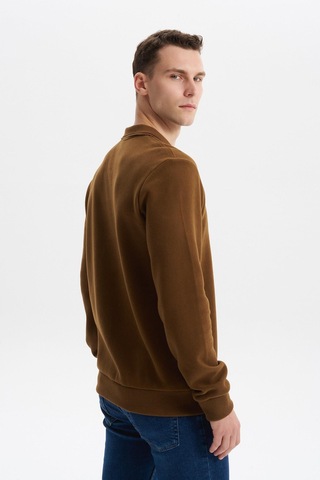 AR-MA Arma Erkek Regular Fit Polo Yaka Sweatshirt Karbon Fırçalı Selanik, %65 Pamuk %35 Polyester, Düğmesiz Basic K30554698602 Kahverengi-k7