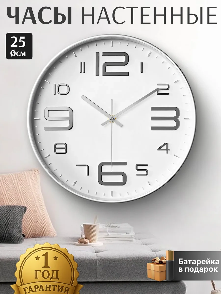 Artclock 25 Cm Yuvarlak Sessiz İç Mekan Duvar S 269230163 Beyaz