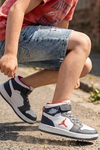 In Step Eveji Lacivert Beyaz Çocuk Basketbol Ayakkabısı - Yüksek Bilekli Cırt Cırtlı Sneaker Lacivert - Beyaz