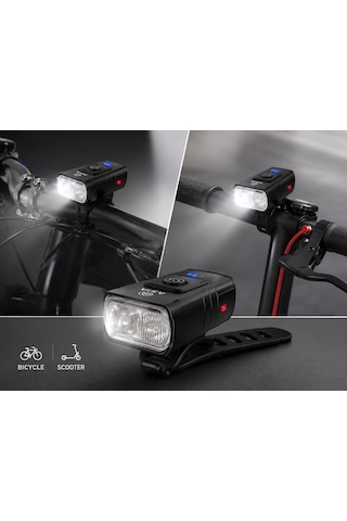 Bisiklet Ön Farı 400 Lm Şarjlı Led Çakar Işık Elektrikli Scooter Uyumlu 1600 Mah 4 Mod