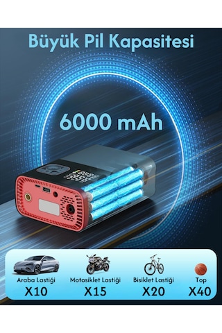 5659 Çantalı 6000mah Şarjlı 130w Araç Çakmaklıklı Kompresör