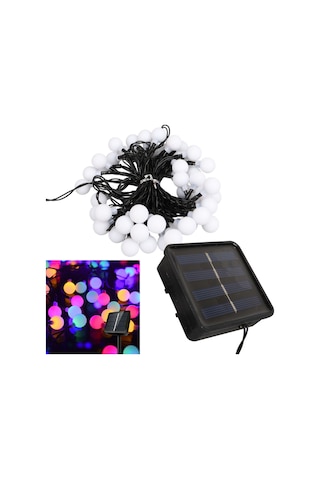 7 Metre 50 Top Rgb Ledli Solar Güneş Enerjili Aydınlatma Yılbaşı Gece Parti Süsü Aydınlatma Şerit