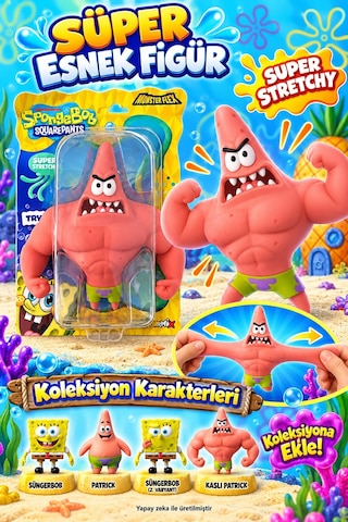 Süper Esnek Kaslı Patrick Figür Oyuncak Stretch 3+ Yaş