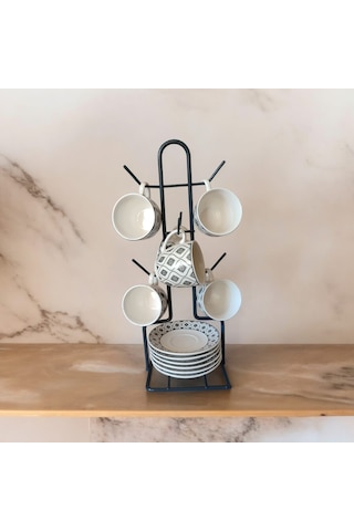 Fincan Askısı, Antrasit Tabaklı Askılık, Masa Üstü, Tezgah Üstü