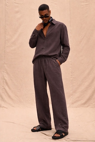Tarz Cool Erkek Haki Tencel Kumaş Oversize Gömlek Pantolon Takım Rahat Kesim Yazlık Kombin Kahverengi