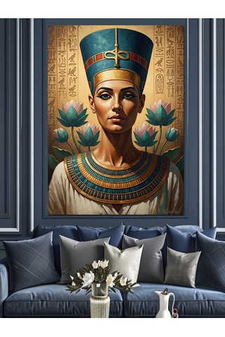 Antik Mısır Kraliçesi Nefertiti Portresi Dekoratif Kanvas - Mdf Ahşap Tablo