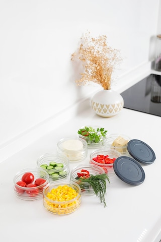 8'li Premium Kahvaltılık Seti 410 Cc Gri Plastik Kapaklı, Cam Saklama Kabı, Hava Geçirmez Gri
