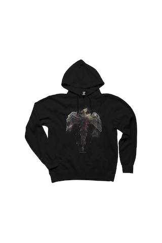Anka Kuşu Phoenix Siyah Kapşonlu Sweat Siyah