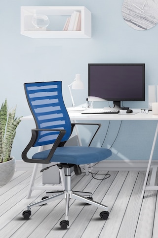 Capri Fileli Metal Ayaklı Ev Ofis Koltuğu Çalışma Koltuğu Mavi