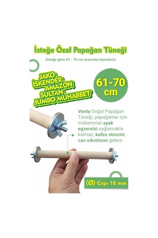 Vixpet Papağan Tüneği 61-70 CM Çapı 18 MM İsteğe Özel Jako Sultan Monk Muhabbet Senegal