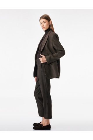 Koton Slim Fit Düz Kısa Paça Viskon Karışımlı Cigarette Pantolon Kahverengi 7wak40037uw Kahve