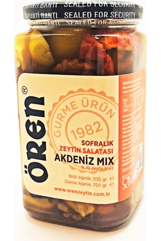 Zeytin Salatası Akdeniz Mix Cam Kavanoz 850 Cc