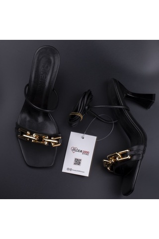 M2s Siyah Sahze Bilekten Bağlı Klasik Terlik Siyah