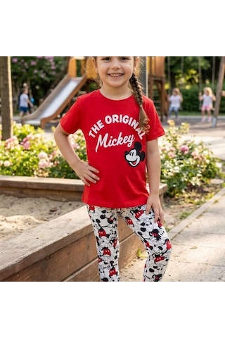 Eray Alp Kids Kız Çocuk Kırmızı Tişört Tayt Takımı Yazlık Günlük Model