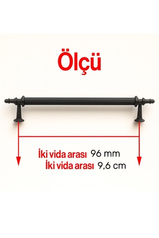 96 Mm Klasik Siyah Mobilya Kulpu Vintage Dekoratif Çekmece Ve Dolap Kolu Mat Siyah