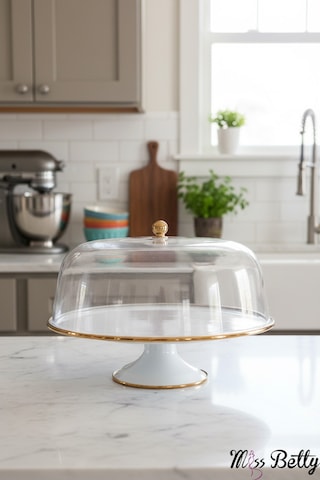 Miss Betty Vintage Style Emaye 30 Cm Ayaklı Kek Fanusu