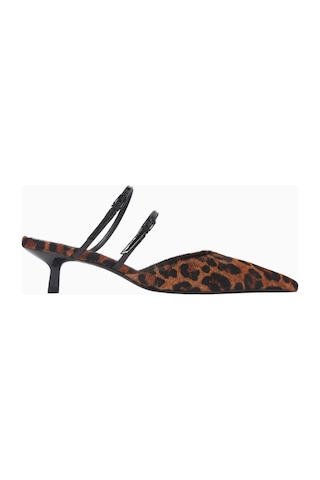 Schutz Fresh Boho 53mm Topuklu Leopar Desenli Deri Mules, Şık Ve Cesur Tasarım Kahverengi