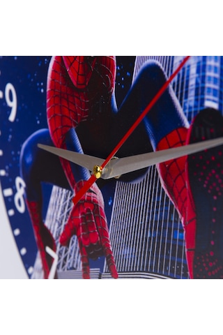 Deep Craft Dekoratif Ahşap Duvar Saati Salon,çocuk Odası Saati - Spiderman Kırmızı