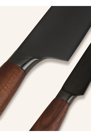 Johann Lafe Edition Santoku Ve Sebze Bıçağı Seti, Şam Çeliği, Dlc Kaplama, Ceviz Sap Profesyonel Bıçaklar 2 Adet Çok Renkli
