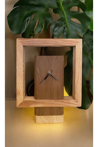 El Yapımı Ceviz Ve Kayın Ağacı Ahşap Masa Saati