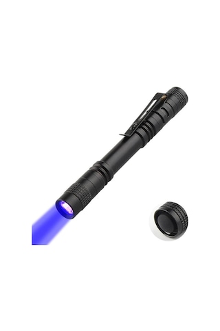 Valkyrie 395nm Ultraviyole Uv Kalem El Feneri - Alüminyum Darbeye Suya Dayanıklı Cep Feneri Klipsli Kalem Fener Blacklight Siyah