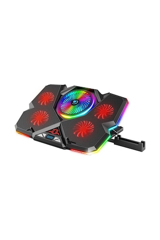 Telefon Tutuculu RGB Işıklı LCD Ekranlı 5 Fanlı Notebook Soğutucu