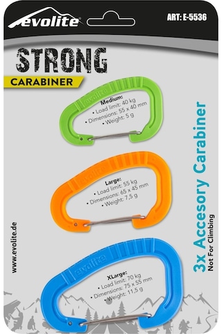 Evolite Strong 3'Lü Karabina Seti Mavi/Turuncu/Yeşil Çok Renkli