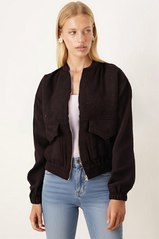 Armonika Kadın Kahve Cepli Kolları Ve Beli Lastikli Bomber Kaşe Mont Arm-26k001027