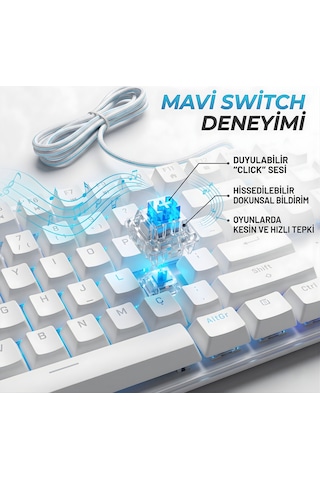 Mekanik Rgb Gaming Klavye Full Size Mekanik Klavye 104 Tuş Türkçe Q Oyuncu Klavyesi Kablolu Rgb Aydınlatmalı