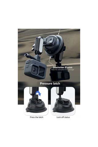 Moly Abs Plastik Araç Süspansiyonu: 360 Döner İki Toplu, Gümüş, 85mm, İphone/gopro/ınsta360/mirrorless Kamera Uyumlu