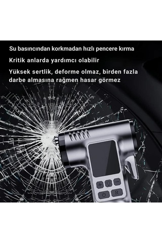 Coofbe 4in1 150psı 4000mah Şarjlı Araç Lastik Şişirme Pompası+emniyet Kemer Kesici+cam Kırıcı+led Işıklı