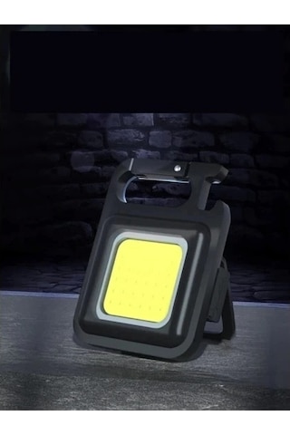 Mini 30 Ledli Mıknatıslı Anahtarlık Flash Kamp Lambası Askılı Kapak Açacaklı Şarjlı Fener Altın - Gümüş