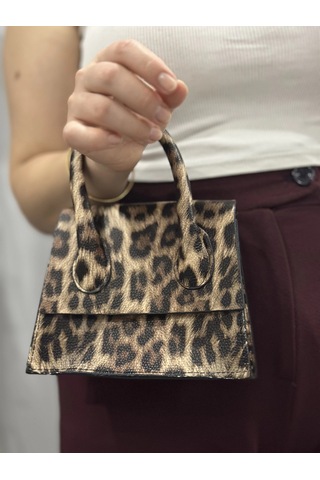 Biçomi Luxe Leopar Cilt Çanta Vizon