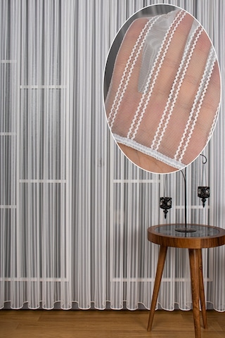 Çift Makarna Simli Armür Düz Tül Perde