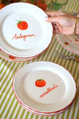 Rakle x Bengi Kurtcebe Pomodoro Stoneware 4'lü Meze Tabağı Seti 21 cm