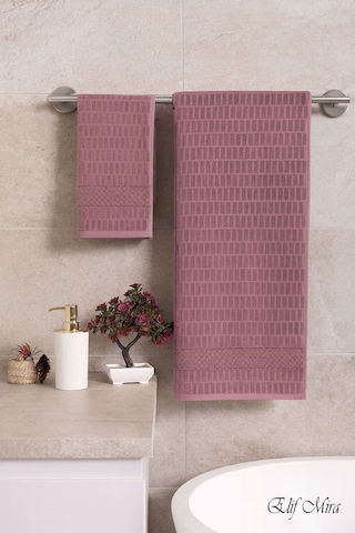 Banyo Havlu Seti %100 Pamuk 2 Parça 50 90 + 90 150 Cm Soft Comfort Mürdüm