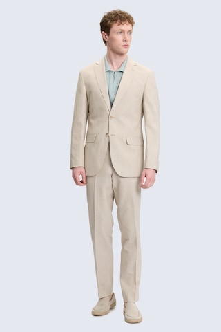 Hatemoğlu Bej Slim Fit Mono Yaka Keten Casual Takım Elbise