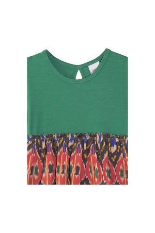 Lovetti Deniz Yeşili Kız Çocuk Kilim Desen Uzun Kol Elbise 7910H007 Yeşil