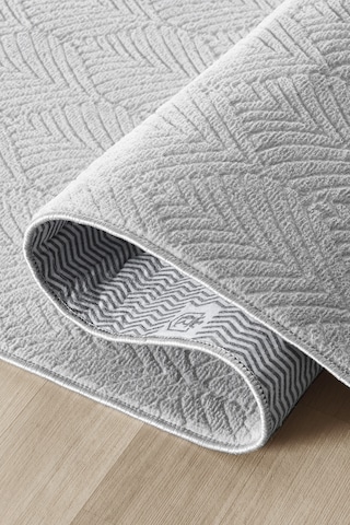 Raschel Carpet Yaprak Açık Gri Emboss Premium Seri Yeni Nesil Kaymaz Taban Jel Taban Halı Yolluk Antre Hol Açık Gri