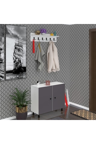 Kenzlife Portmanto Ayakkabılık Ve Askılık Tomak4 Gribyz 68 100 32 Yirmi Çift Ayakkabı Kapasitesi