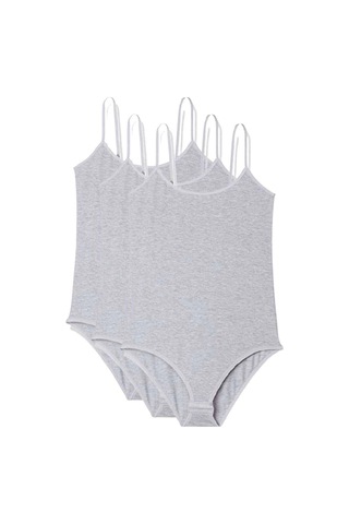 3 Adet İp Askılı Kadın Çıtçıtlı Body Gri Çok Renkli