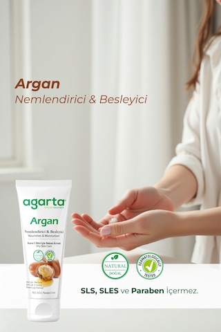 Agarta Doğal Yüz Ve El Besleyici Argan Yağlı Cilt Bakım Kremi  75 ML