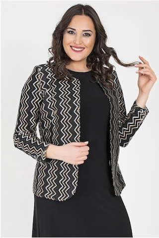 Ladies First Ladıes Fırst Büyük Beden 3153 Siyah Ceket+Elbise Ikili Takım