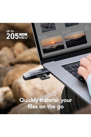 Lexar Çift Yuvalı Usb-a/c Okuyucu, 205mb/s'ye Kadar Aktarım Hızı,