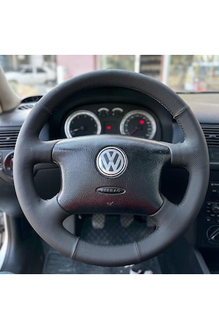 Volkswagen Golf 4 Araca Özel Direksiyon Kılıfı Nokta Düz Siyah D