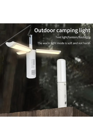 Sones 3500mah M26 Katlanabilir El Lambası Taşınabilir Üçlü Yaprak Kanca Açık El Feneri Çok Fonksiyonlu Kamp Işık Beyaz