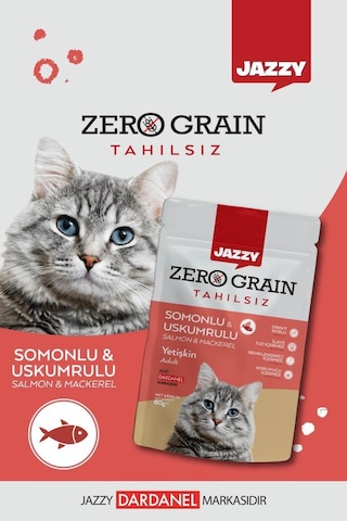 Dardanel Jazzy Zero Grain Uskumru ve Somonlu Kedi Maması Poşet 8 x 80 G
