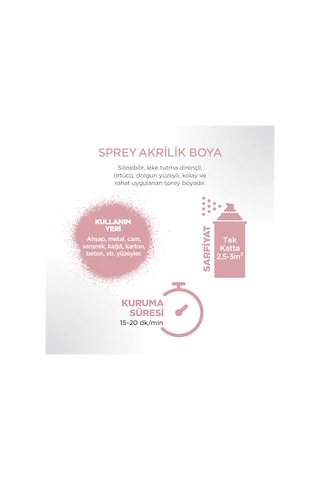 Polisan Akrilik Sprey Boya Açık Pembe 400 ML.