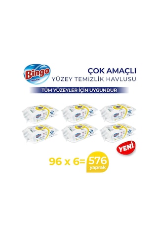 Bingo Limon Kokulu Pratik Yüzey Temizlik Havlusu 6 x 96'lı