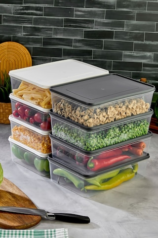 Mikrodalga Ve Derin Dondurucuya Uygun Freshkeep Saklama Kabı 8'li Set - Gri / Beyaz / 8 4000 Ml Gri